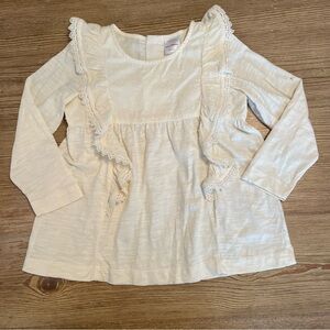 Hanna Andersson Cream Ruffled Long Sleeve Top